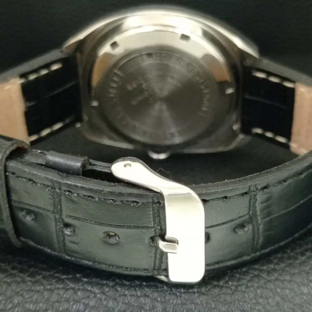 Vintage 1972 Citizen Manual Wound Mens Silver Watch W/Date & Crystal accents